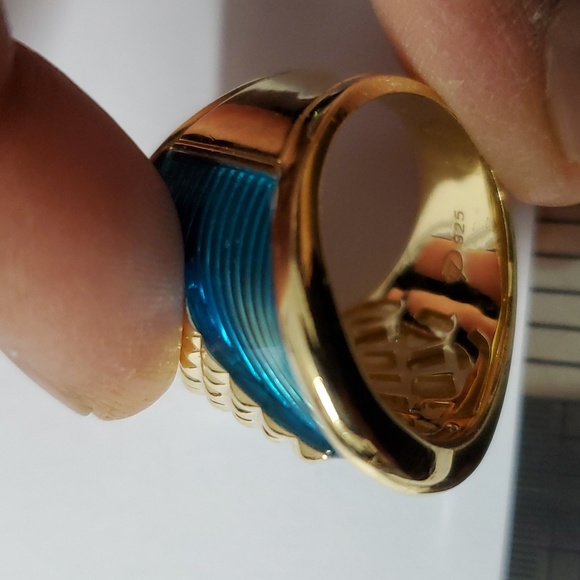 Sterling Silver 925 Gold Art Deco Ring - Picture 5 of 9